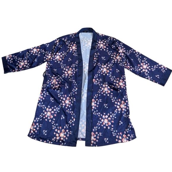 Morgan Lane x Fab Fit Fun Allie Robe - Navy Floral- Size Large/ X Large - Picture 5 of 9